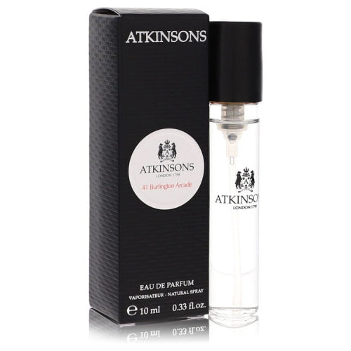 41 Burlington Arcade by AtkinsonsMini EDP Spray (Unisex).33 oz.33 oz / 10 ml / Alcohol, Amber, Woody, Aldehyde, Oils Unisex