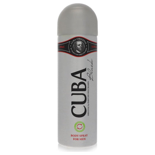 CUBA Black by FragluxeBody Spray 6.6 oz 6.6 oz / 195 ml / Alcohol, Amber, Woody, Aldehyde, Oils Men