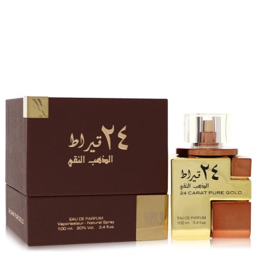 Lattafa 24 Carat Pure Gold by LattafaEau De Parfum Spray (Unisex) 3.4 oz 3.4 oz / 100 ml / Alcohol, Amber, Woody, Aldehyde, Oils Unisex