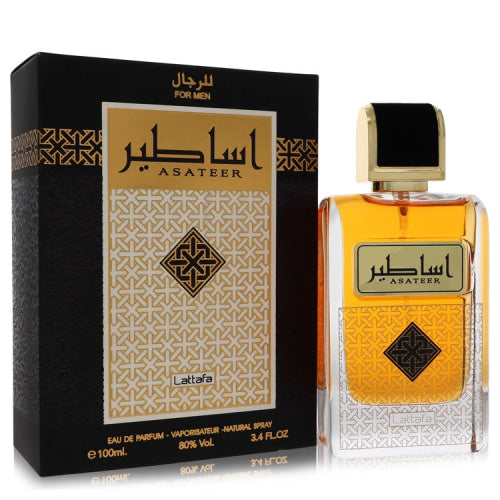 Lattafa Asateer by LattafaEau De Parfum Spray 3.4 oz 3.4 oz / 100 ml / Alcohol, Amber, Woody, Aldehyde, Oils Men