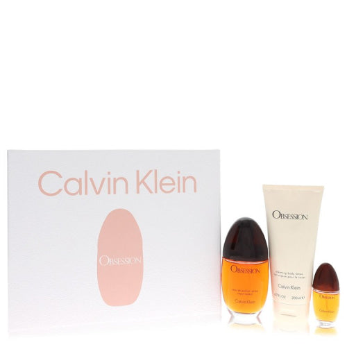 Obsession by Calvin KleinGift Set -- 3.4 oz Eau De Parfum Spray + 6.7 oz Body Lotion + .5 oz Mini EDP Spray 3.4 oz / 100 ml / Alcohol,