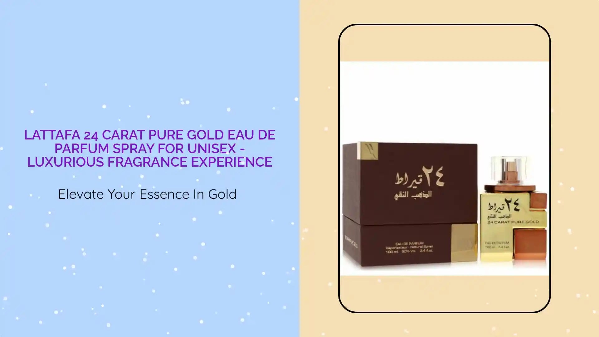 Lattafa 24 Carat Pure Gold Eau De Parfum Spray for Unisex - Luxurious Fragrance Experience by@Outfy