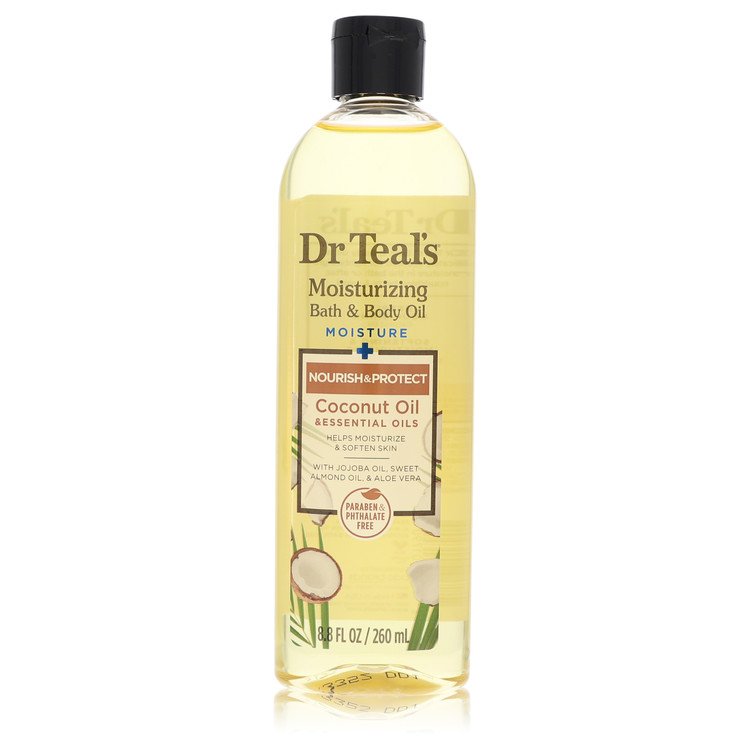 Dr Teal's Moisturizing Bath &amp; Body Oil von Dr Teal's, pflegendes Kokosöl mit ätherischen Ölen, Jojobaöl, Süßmandelöl und Kakaobutter, 250 ml