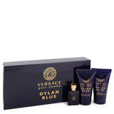 Versace Pour Homme Dylan Blue by Versace - Gift Set -- 0.17 oz Mini EDT + 0.8 oz After Shave Balm + 0.8 oz Shower Gel
