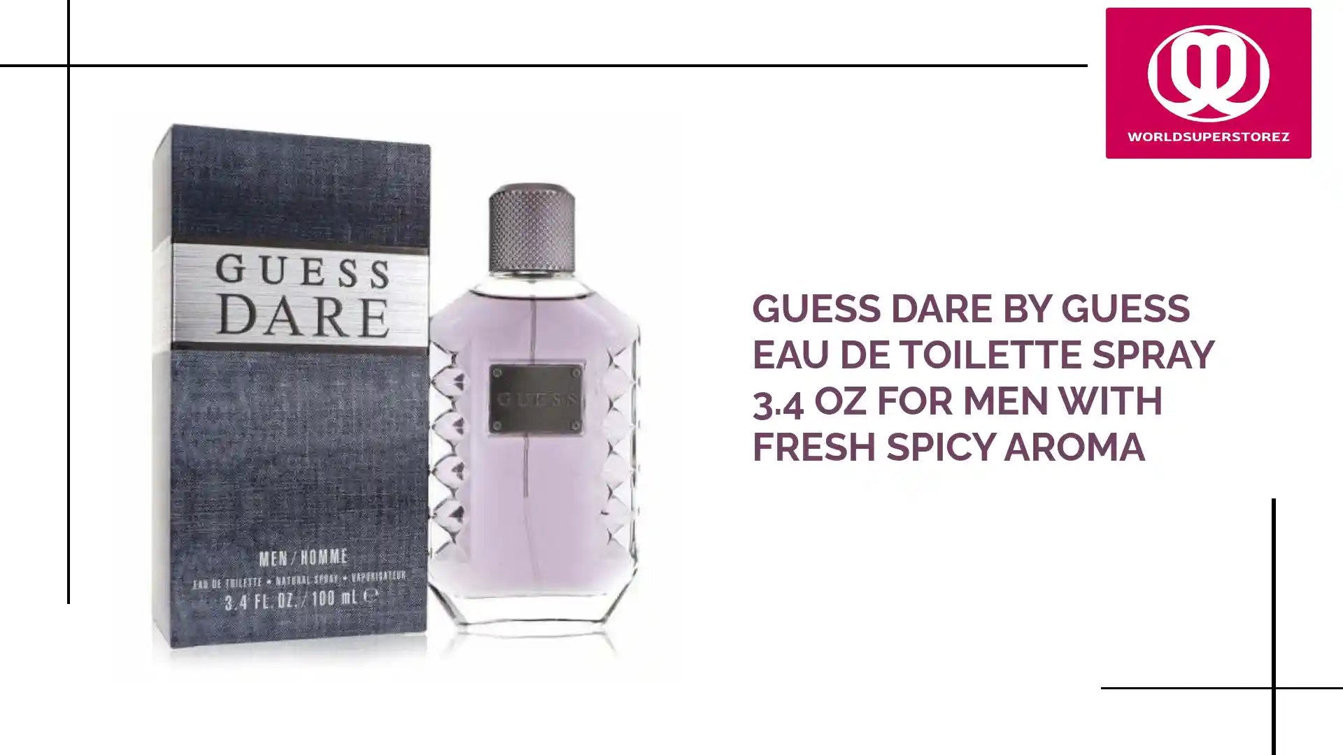 Guess Dare by Guess Eau De Toilette Spray 3.4 oz for Men with Fresh Spicy Aroma by@Outfy