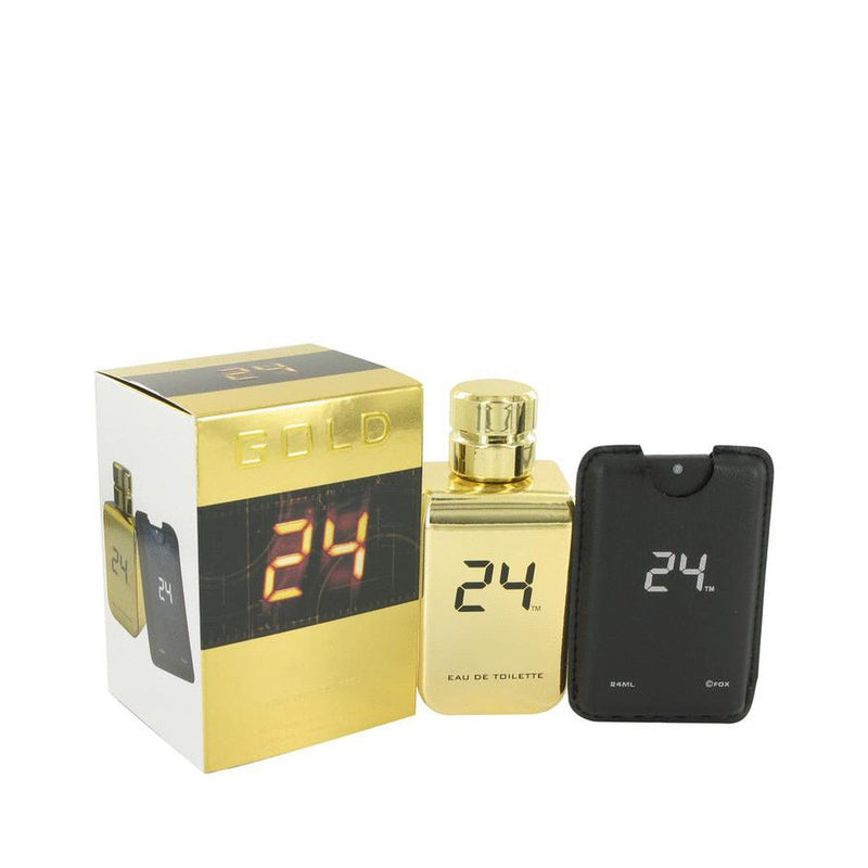 24 Gold The Fragrance by ScentStory Eau De Toilette Spray + 0.8 oz Mini EDT Pocket Spray 3.4 oz