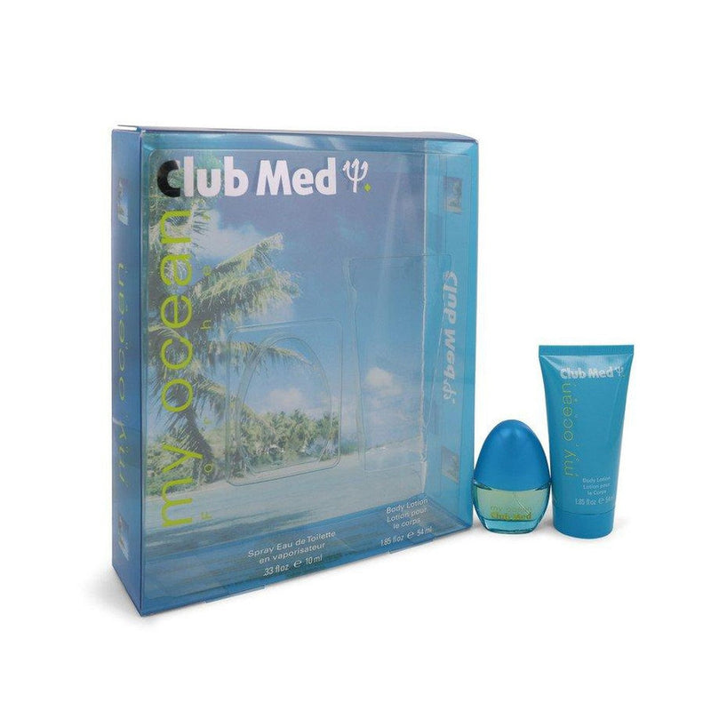 Club Med My Ocean by Coty Gift Set -- .33 oz Mini EDT Spray + 1.85 oz Body Lotion