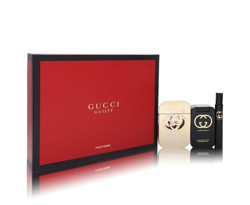 Gucci Guilty Pour Femme by Gucci Gift Set -- 2.5 oz Eau De Toilette Spray + 3.3 oz Body Lotion + 0.25  Mini EDT Spray