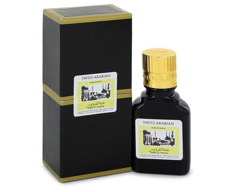 Jannet El Firdaus by Swiss Arabian Concentrated Perfume Oil Free From Alcohol (Unisex Black Edition Floral Attar) .30 oz
