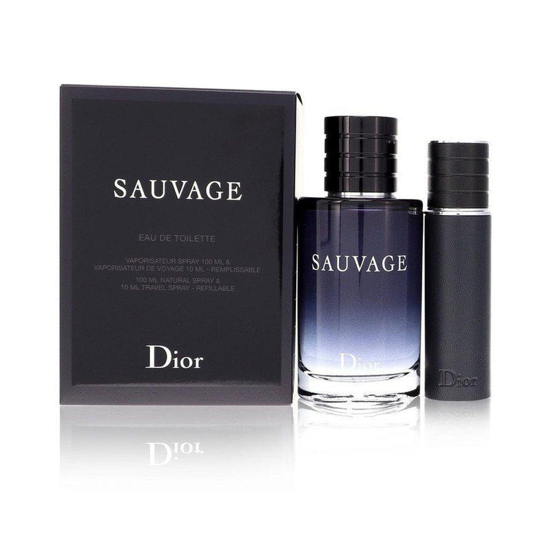 Sauvage by Christian Dior Gift Set -- 3.4 oz Eau De Toilette Spray + .33 oz EDT Spray Refillable