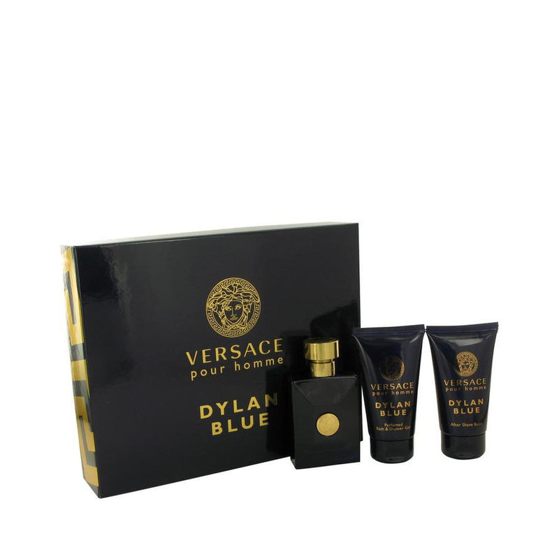 Versace Pour Homme Dylan Blue by Versace Gift Set -- 1.7 oz Eau De Toilette Spray + 1.7 oz After Shave Balm + 1.7 oz Shower Gel